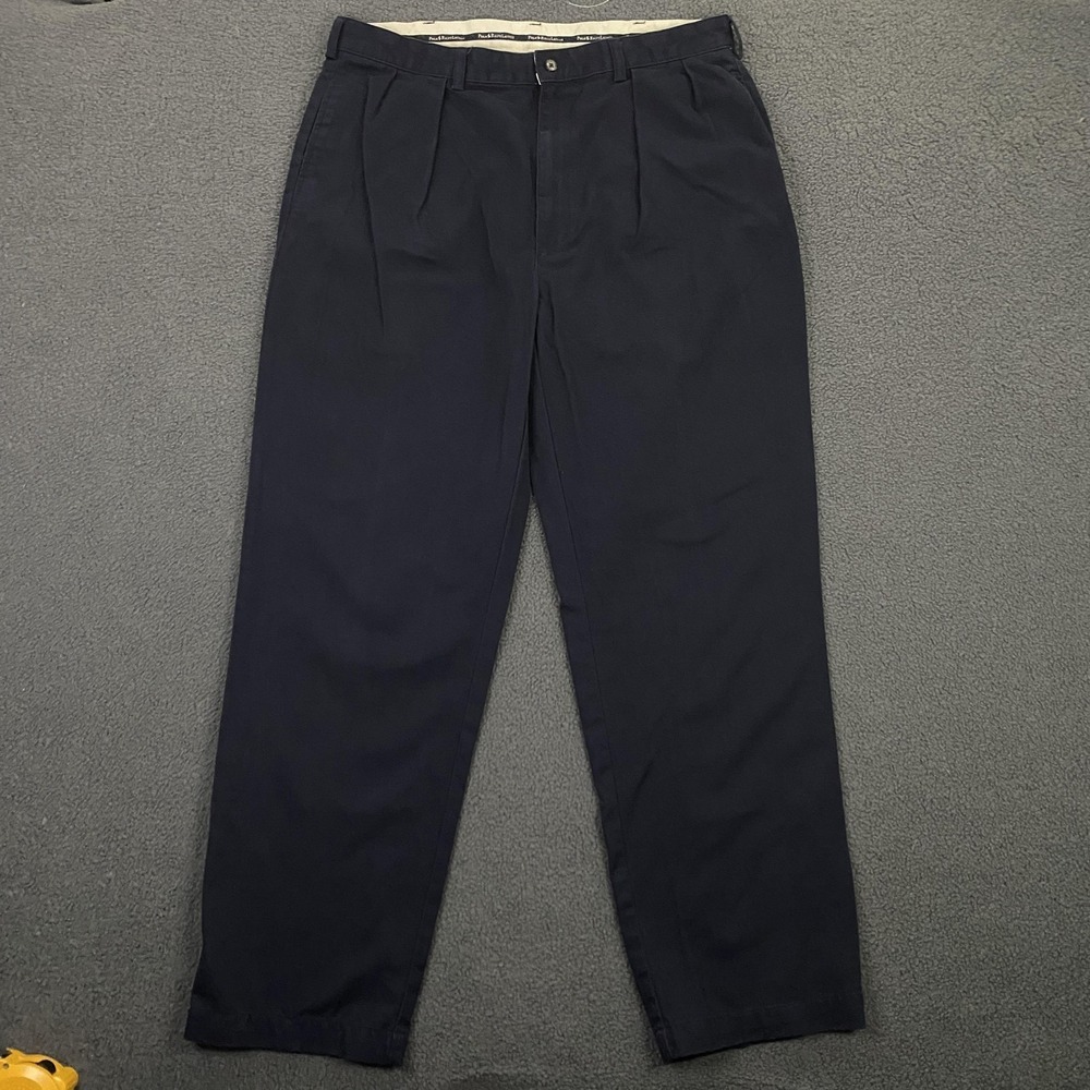 Polo Ralph Lauren‎ Pants FITS 36x32 Blue Pleated Chino Trousers Classic Vintage